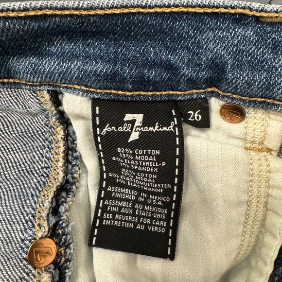 7 for all Mankind high waisted denim jeans with gold trim at sides, size 26 - Picture 5 of 5